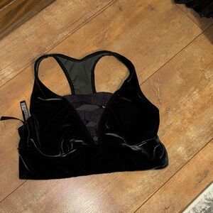 Velvet Lace-Back Racerback Bralette - Black
